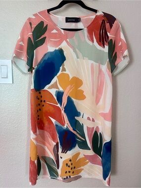 MINKPINK Coral Multi Floral Shift Dress